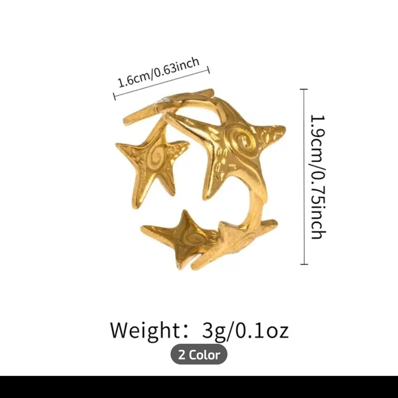 Stainless Steel Silver Starfish Ring - Picture 4 of 4